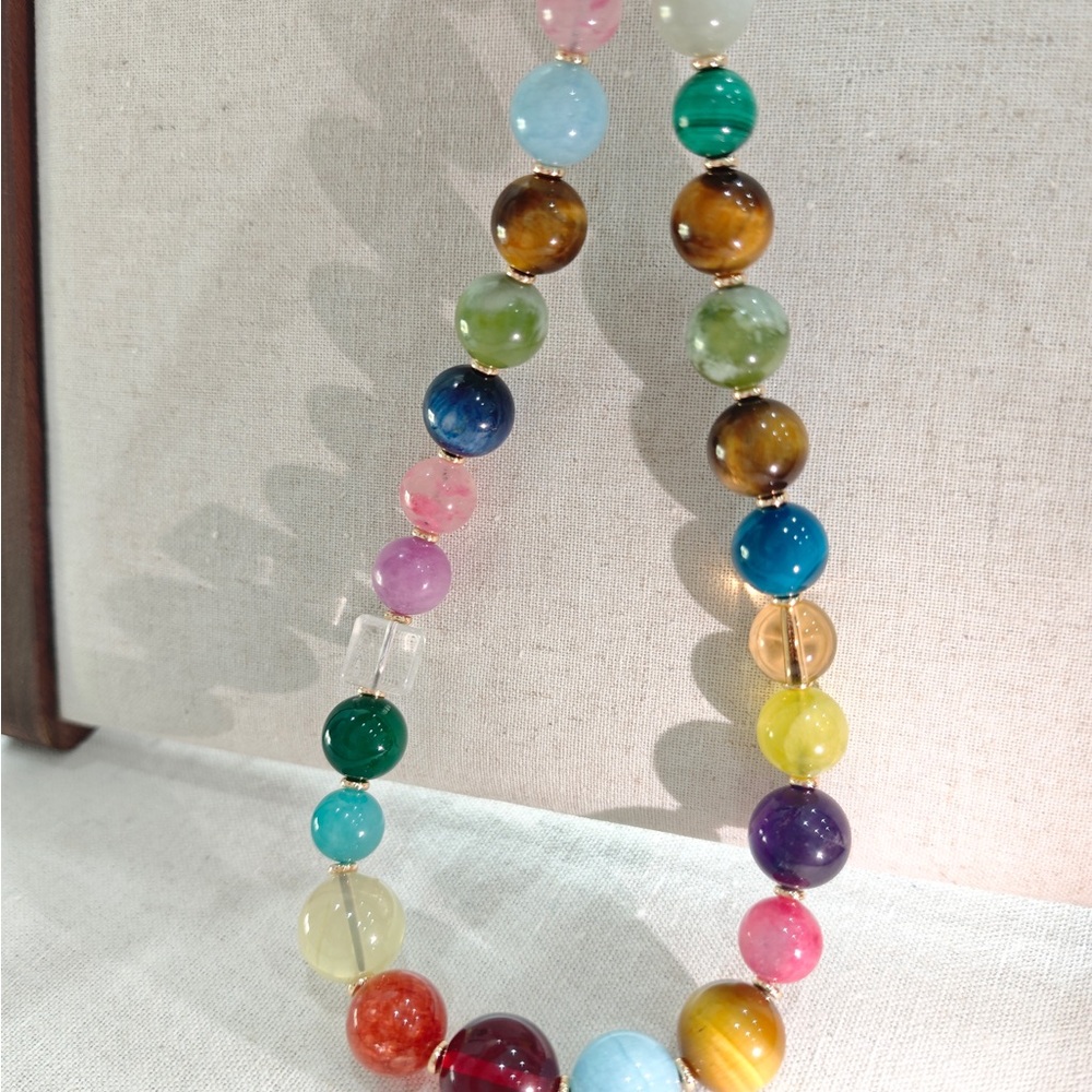 Colorful Multi Crystal Necklace – Natural Gemstones Handcrafted Energy Jewelry